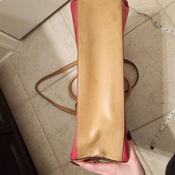 Antonio Melani Color Block Shoulder Bag Purse Tan Pink Large  #O - Picture 11 of 15